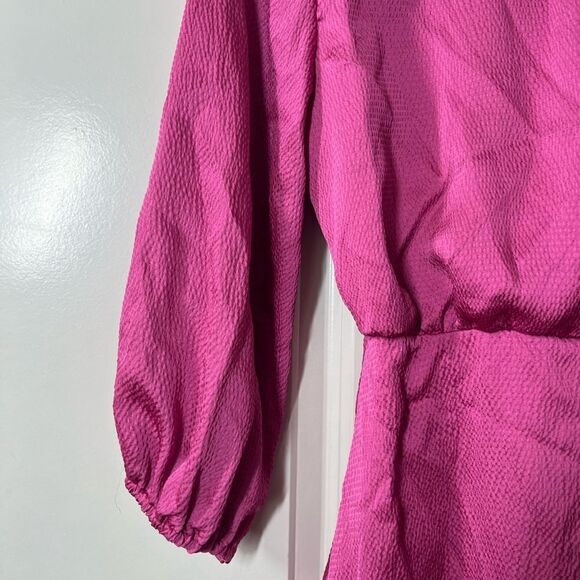 Vici purple pink silk dress womens size small long sleeve bow ruffles L338 - Picture 6 of 6